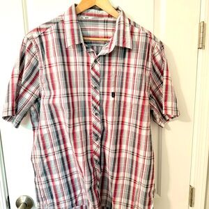 Travis Mathew Men's Plaid Shirt - Red, Gray, White